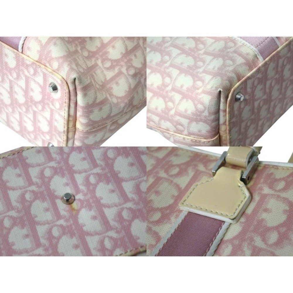 Dior White Canvas Pink Handbag Trotter Christian - Picture 6 of 8